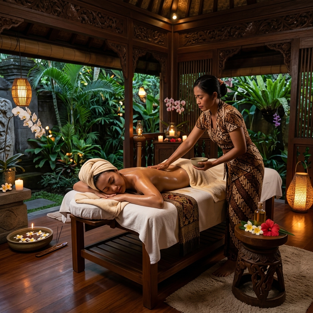 A massage therapist performing a Balinese massage on a client at Ahana Spa in Ibrahim Bagh, Hyderabad