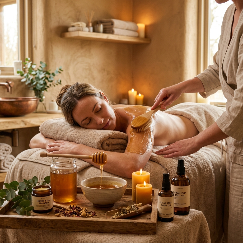 A massage therapist performing a honey massage on a client at Ahana Spa in Ibrahim Bagh, Hyderabad