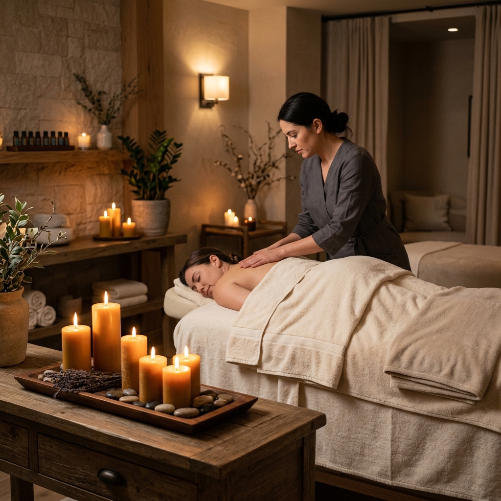 Tantra massage therapy room at Ahana Spa in Ibrahim Bagh, Hyderabad